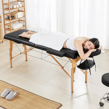 Mesa de masaje plegable portátil ajustable negra