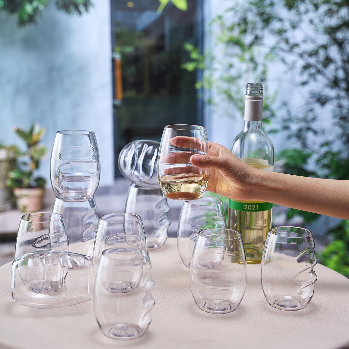 Barcelona Acrylic Stemless Wine Glass Set of 12