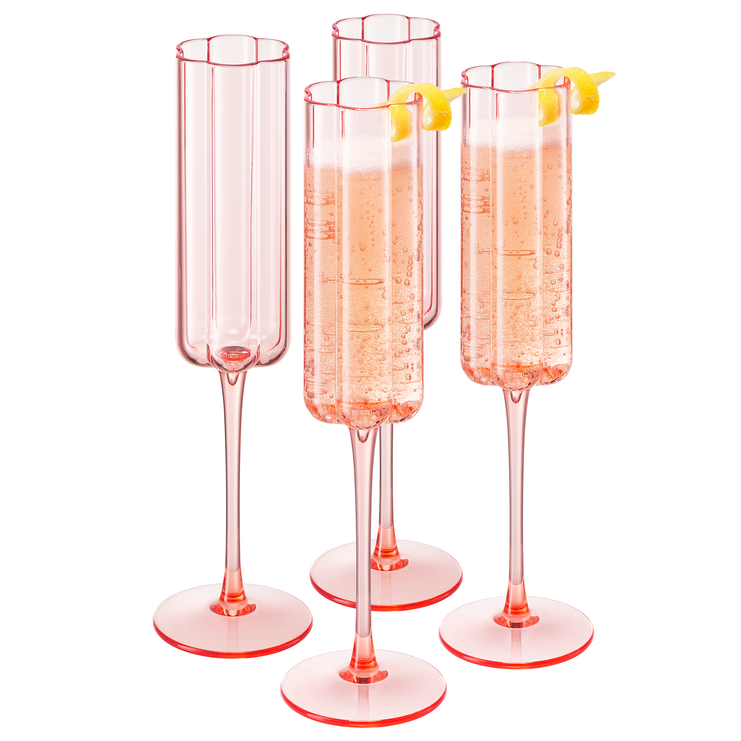 Set of Four Tide Champagne Flute Glassware