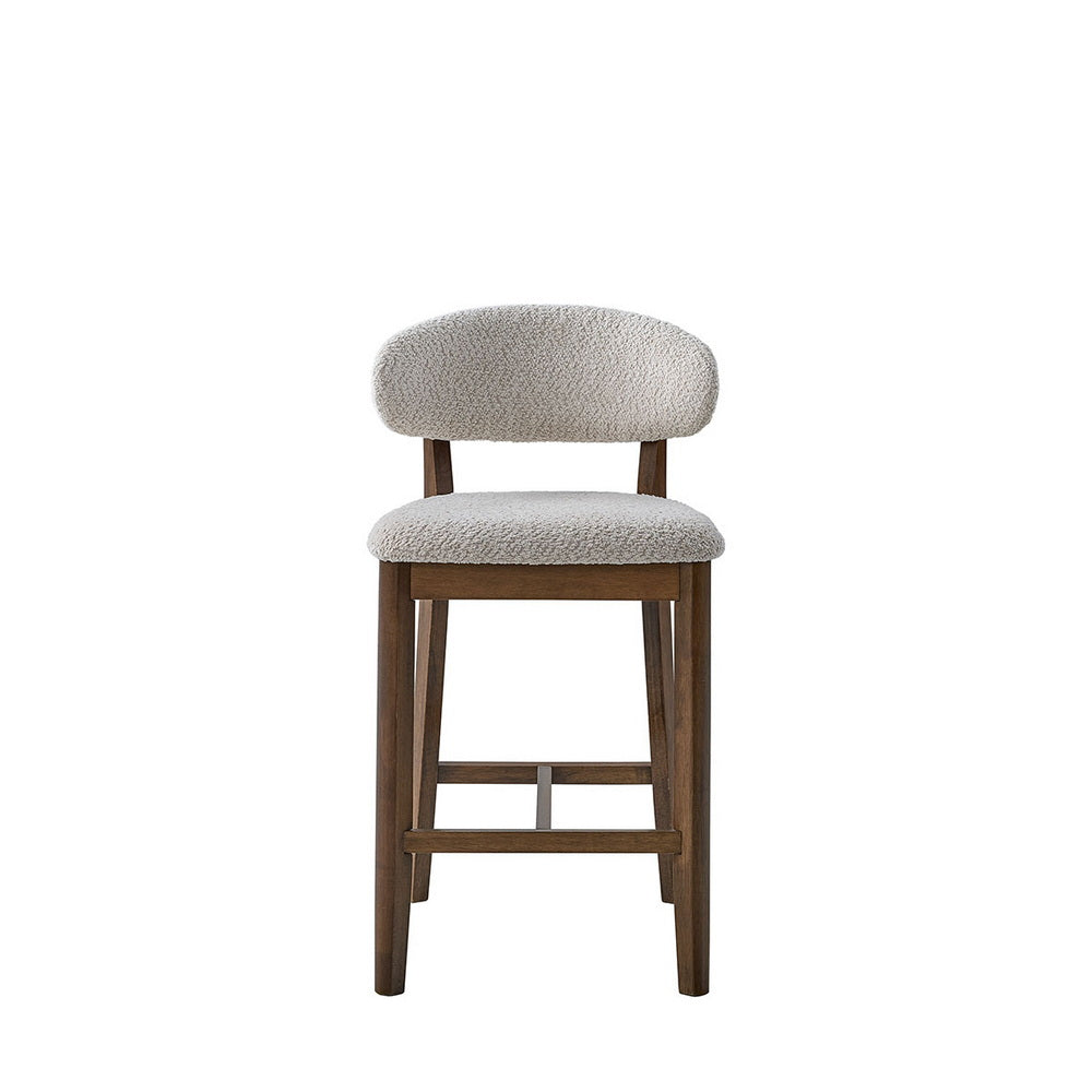 ACTU FURNITURE counter stools set of 2, 26 in, upholstered beige boucle, solid wood legs on Tampa Home & Garden Store
