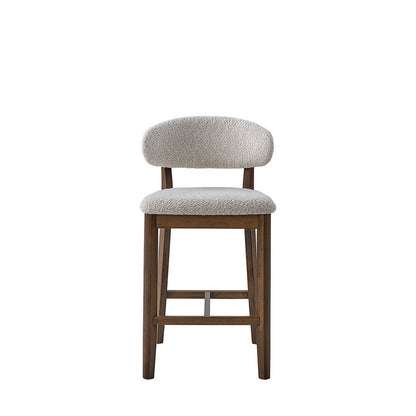 ACTU FURNITURE counter stools set of 2, 26 in, upholstered beige boucle, solid wood legs on Tampa Home & Garden Store