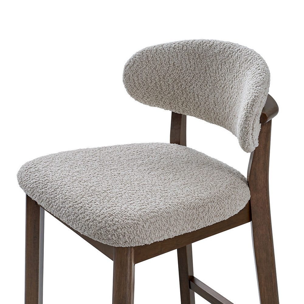 ACTU Counter Stool 26 in beige boucle upholstered bar stool with solid wood legs on Tampa Home & Garden Store