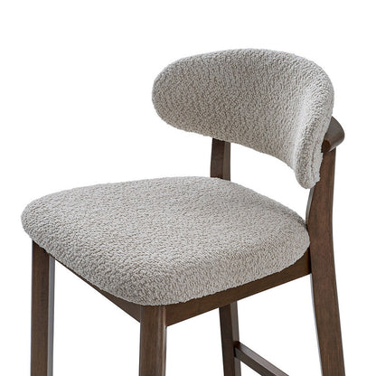 ACTU Counter Stool 26 in beige boucle upholstered bar stool with solid wood legs on Tampa Home & Garden Store