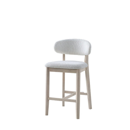 ACTU counter stool solid wood frame with white boucle upholstery, 26in height on Tampa Home & Garden Store