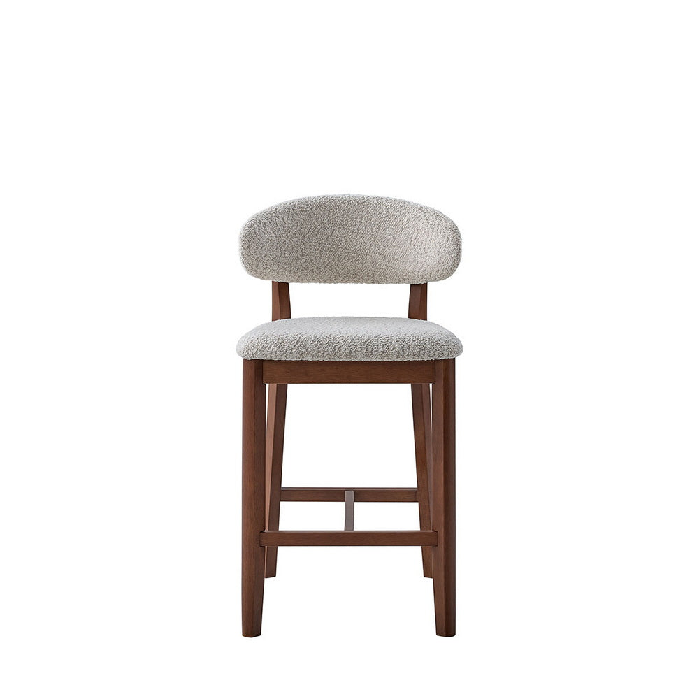 ACTU Counter Stool 26 in. set of 2, solid wood frame with beige boucle upholstery on Tampa Home & Garden Store