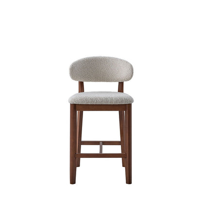 ACTU Counter Stool 26 in. set of 2, solid wood frame with beige boucle upholstery on Tampa Home & Garden Store