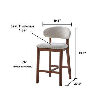 ACTU Counter Stool beige upholstered seat and back with solid wood legs in mid-century modern on Tampa Home & Garden Store