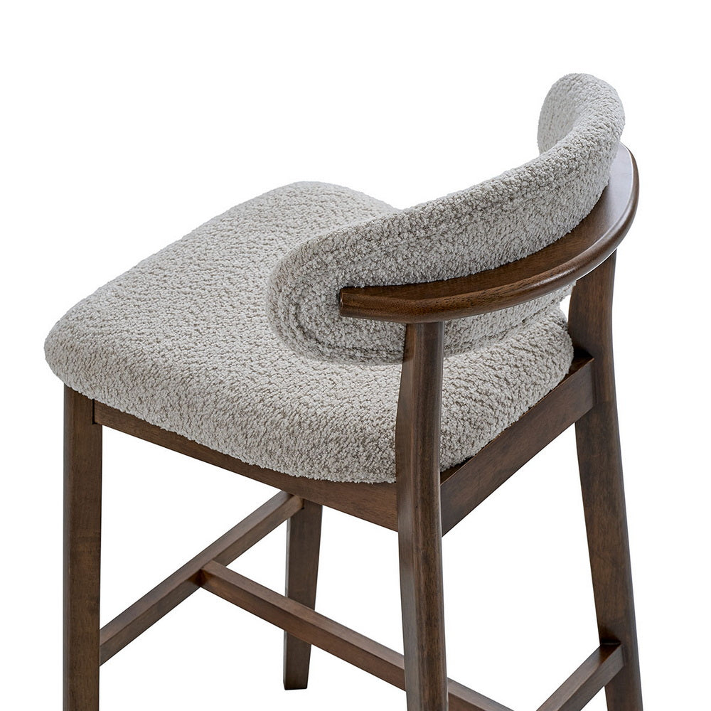 ACTU Bar Stools set of 2, 30-inch bar height, solid wood frame with light gray boucle upholstery on Tampa Home & Garden Store