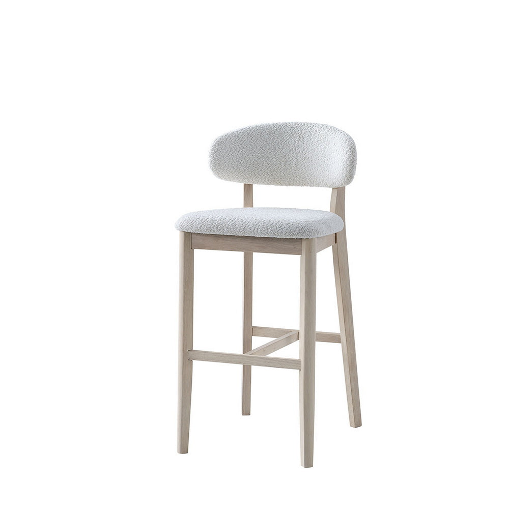 ACTU Bar Stool 30-inch upholstered seat, white fabric, solid wood frame on Tampa Home & Garden Store