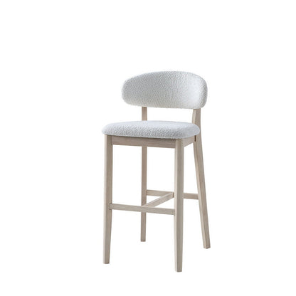ACTU Bar Stool 30-inch upholstered seat, white fabric, solid wood frame on Tampa Home & Garden Store