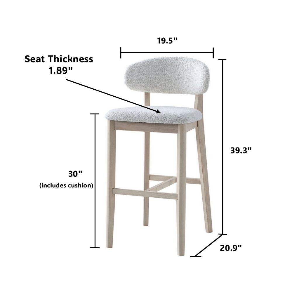 ACTU Bar Stools Set of 2, 30in upholstered stools with solid wood legs mid-century modern on Tampa Home & Garden Store