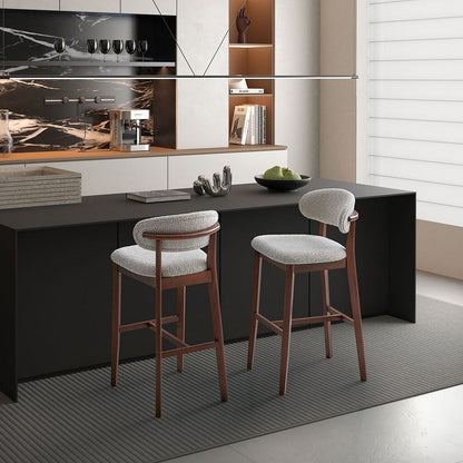 ACTU Bar Stools Set of 2, 30-inch upholstered stools with solid wood frame, gray fabric on Tampa Home & Garden Store