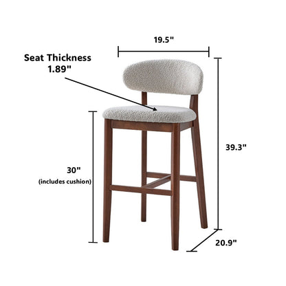 ACTU FURNITURE Bar Stools Set of 2, 30-inch upholstered beige boucle, solid wood legs on Tampa Home & Garden Store