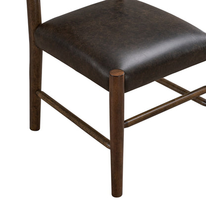 Dining chair by ACTU FURNITURE with dark brown faux leather seat and solid wood legs on Tampa Home & Garden Store