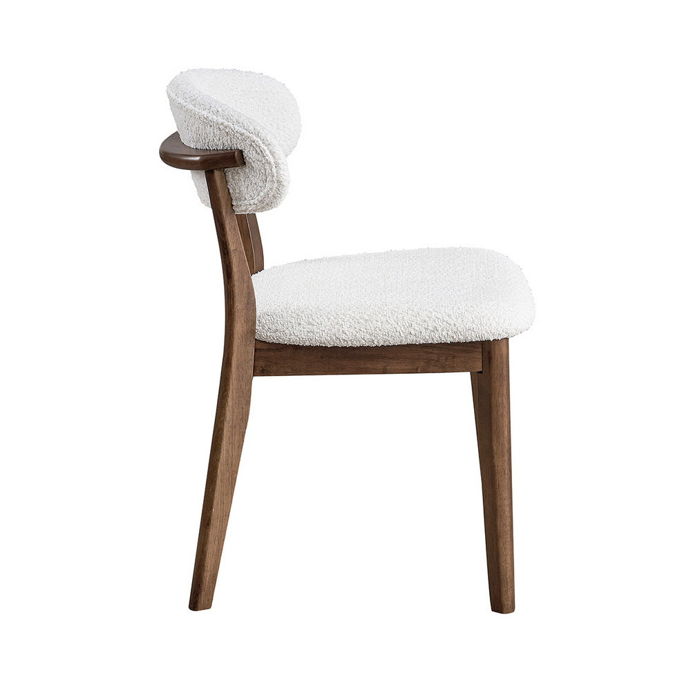 ACTU Scandinavian dining chair with white boucle upholstery and warm wood legs on Tampa Home & Garden Store