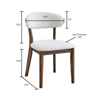 ACTU Scandinavian dining chair with cream boucle upholstery and solid wood legs on Tampa Home & Garden Store