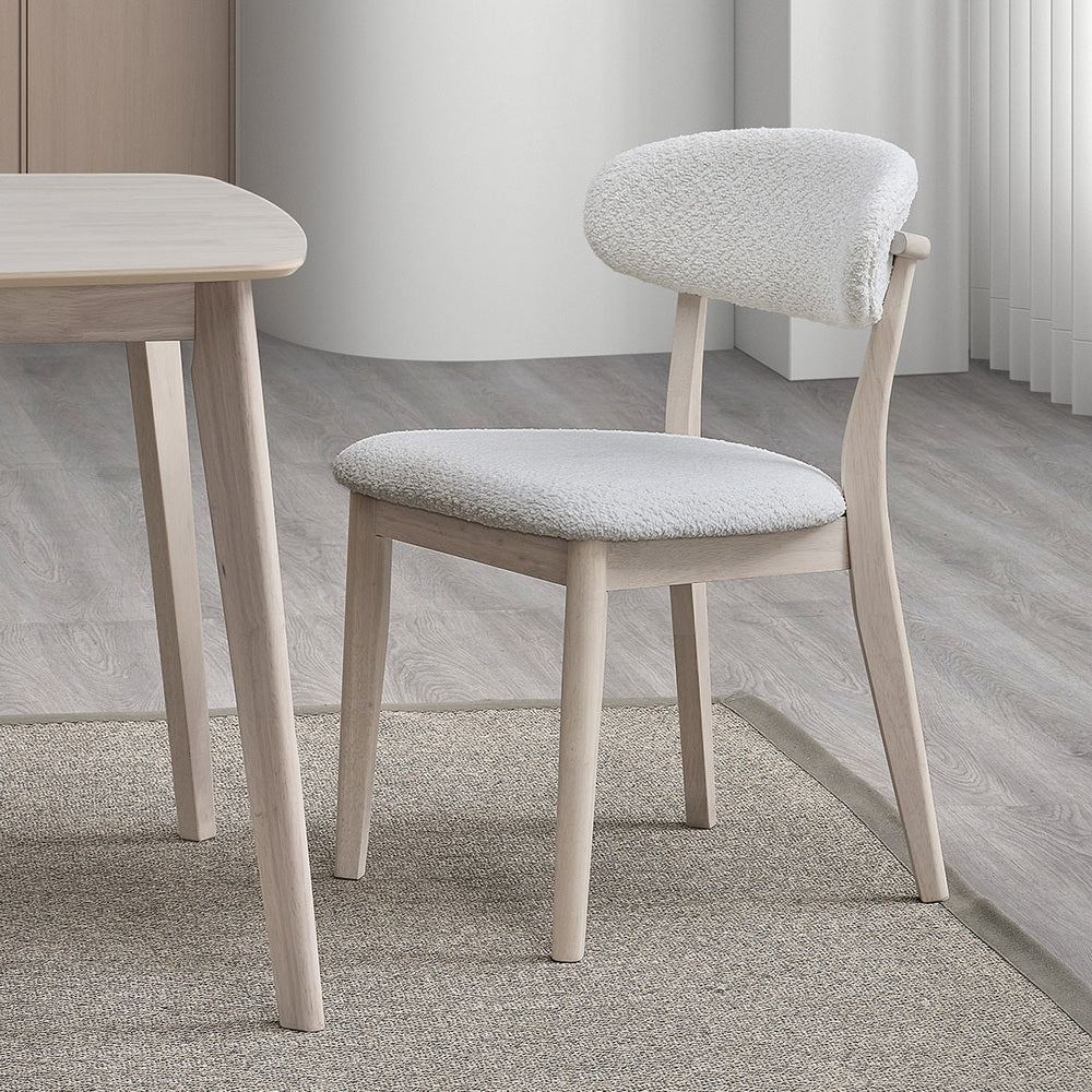 ACTU FURNITURE Scandinavian dining chair with boucle upholstery and light wood legs on Tampa Home & Garden Store