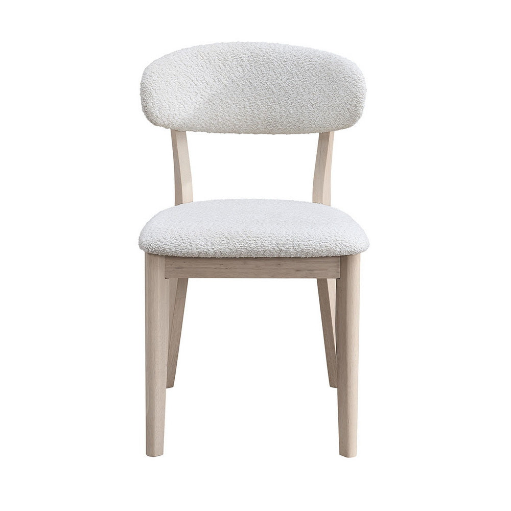 ACTU FURNITURE Scandinavian dining chair with cream boucle upholstery and light wood legs on Tampa Home & Garden Store