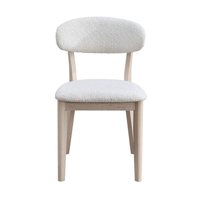 ACTU FURNITURE Scandinavian dining chair with cream boucle upholstery and light wood legs on Tampa Home & Garden Store