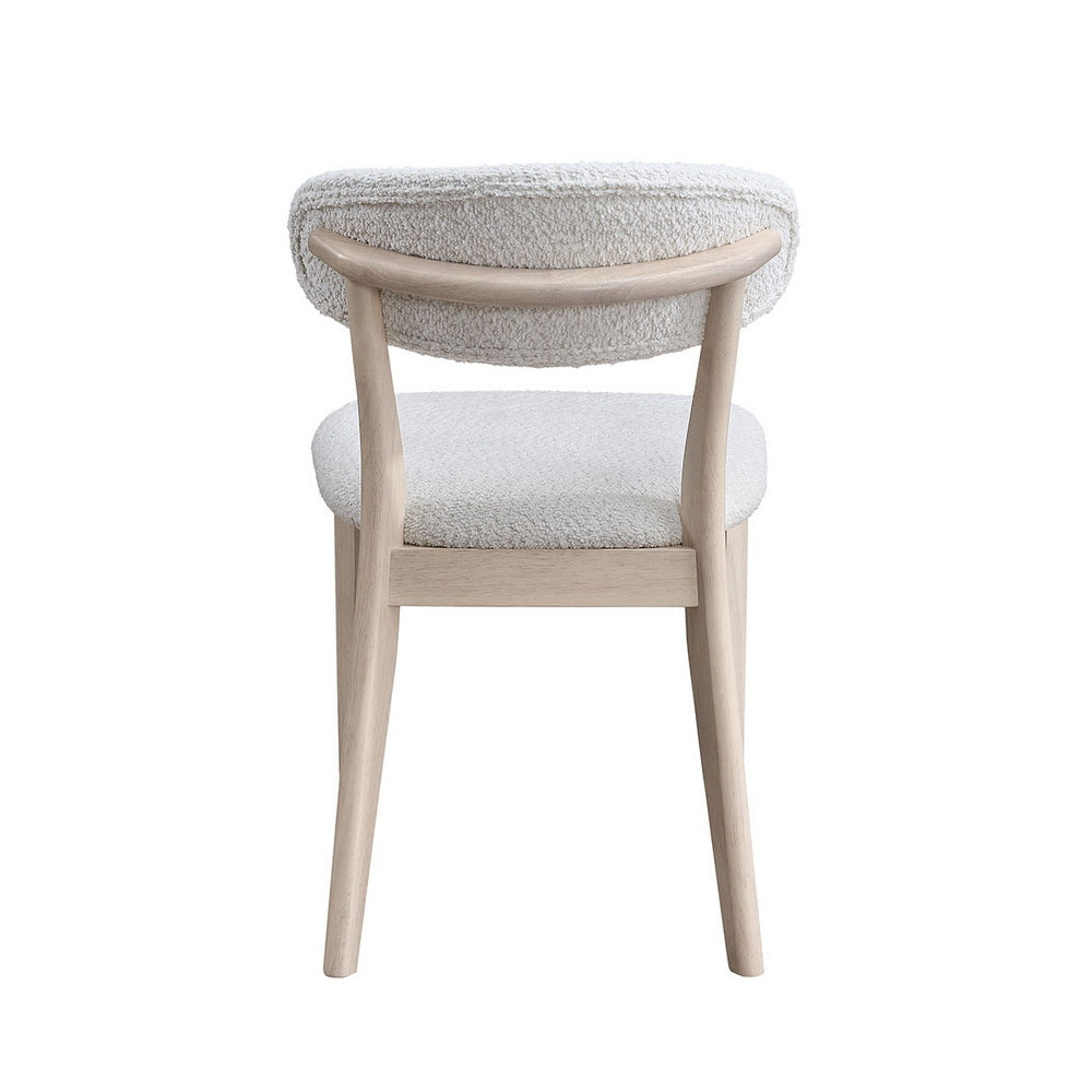 ACTU Scandinavian dining chair with natural wood legs and cream boucle upholstery on Tampa Home & Garden Store