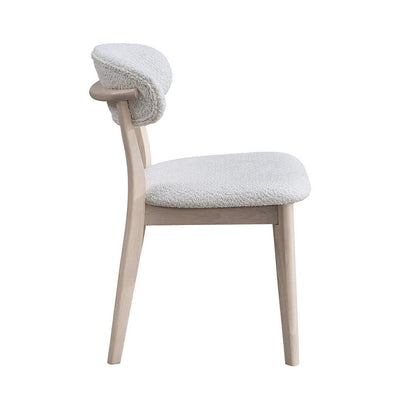 Scandinavian ACTU FURNITURE dining chair with natural wood legs and cream boucle upholstery on Tampa Home & Garden Store