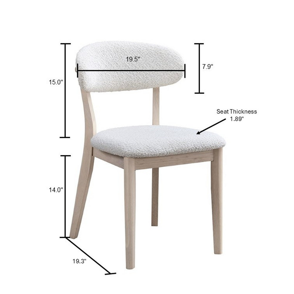 ACTU FURNITURE Scandinavian dining chair with white boucle upholstery and natural wood legs on Tampa Home & Garden Store