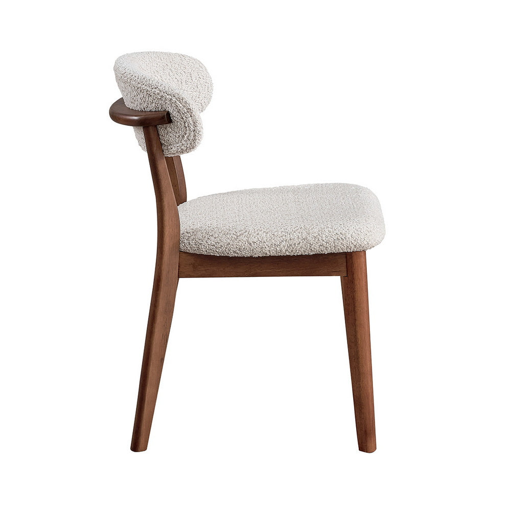 ACTU FURNITURE Scandinavian dining chair with wooden legs and cream textured upholstery on Tampa Home & Garden Store