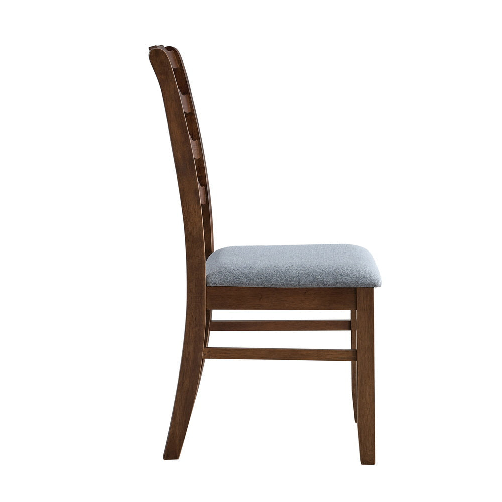 ACTU Farmhouse dining chair with dark wood finish and light gray upholstered seat on Tampa Home & Garden Store