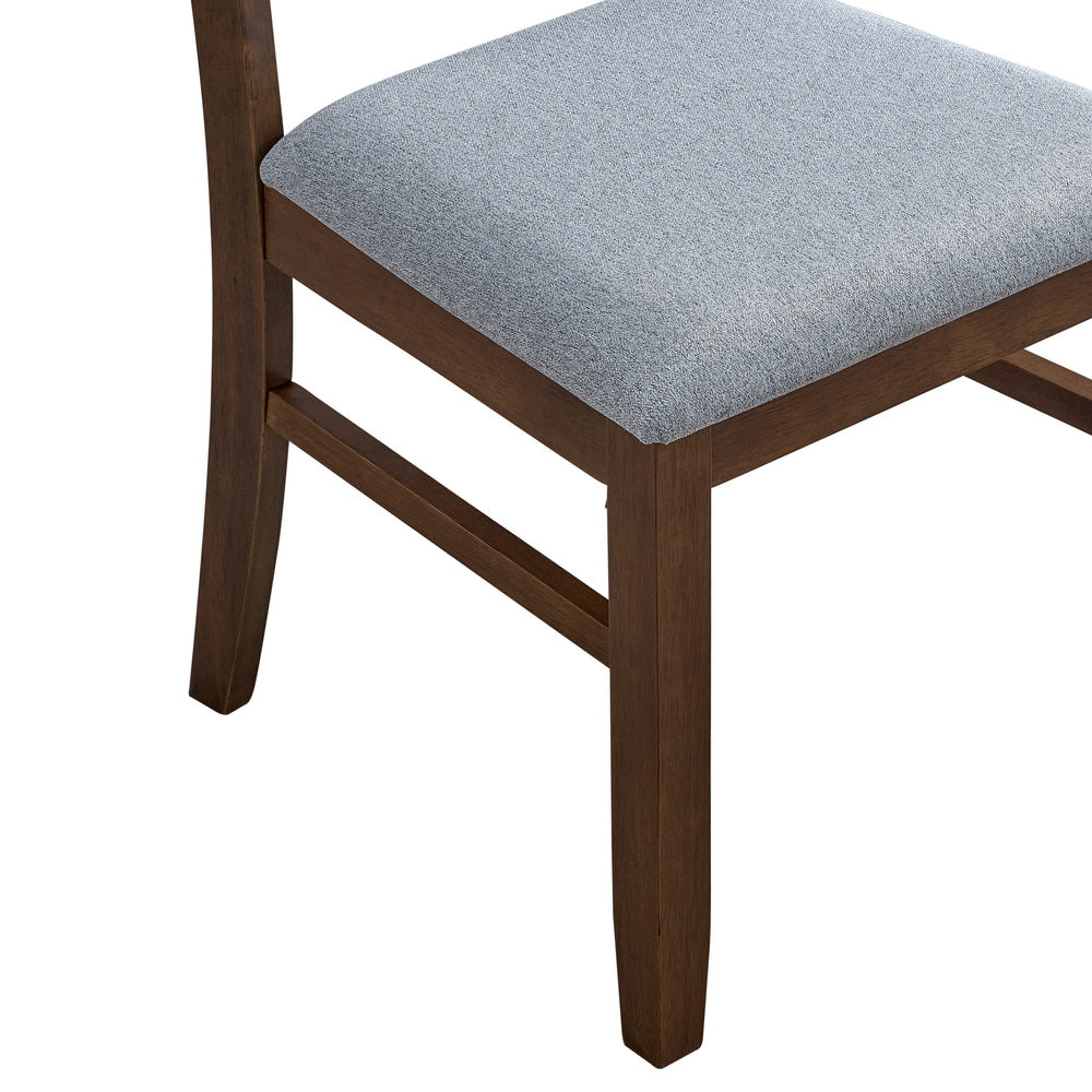 ACTU Farmhouse dining chair with blue upholstered seat and dark wood frame on Tampa Home & Garden Store