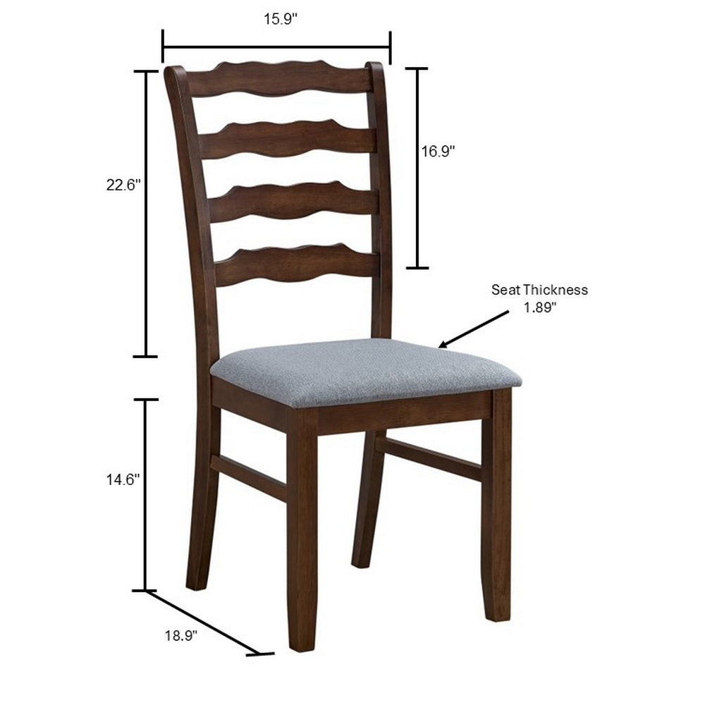 ACTU Farmhouse dining chair with dark wood finish and gray upholstered seat on Tampa Home & Garden Store