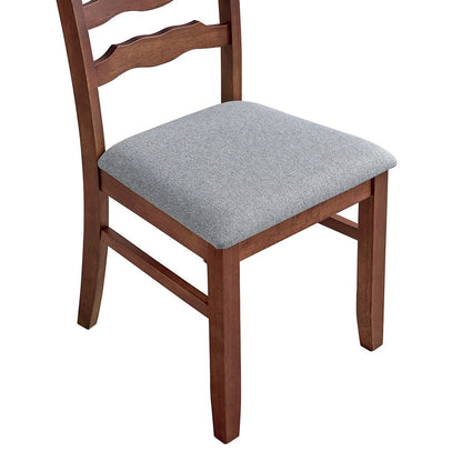 ACTU farmhouse dining chair with gray upholstered seat and brown wood frame on Tampa Home & Garden Store