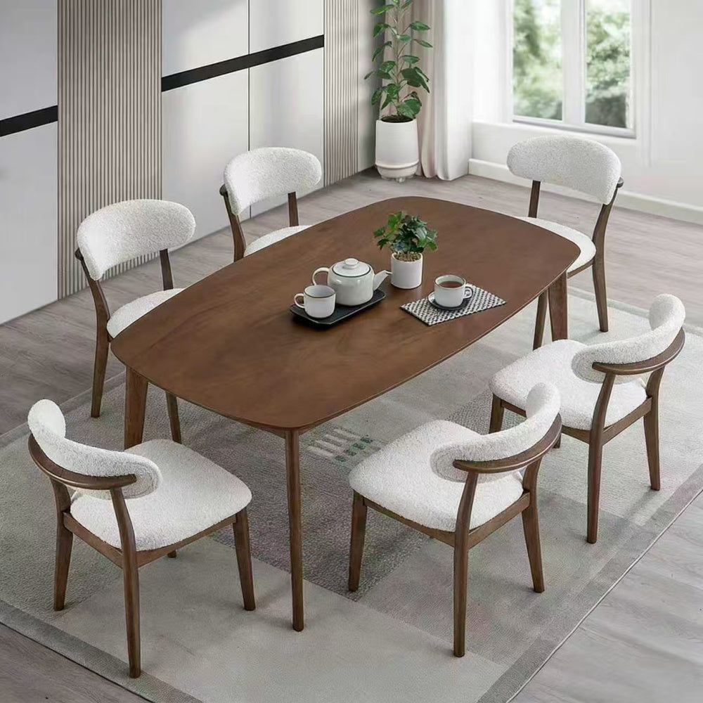 ACTU FURNITURE Scandinavian dining set with upholstered chairs for small spaces seats 4-6 on Tampa Home & Garden Store