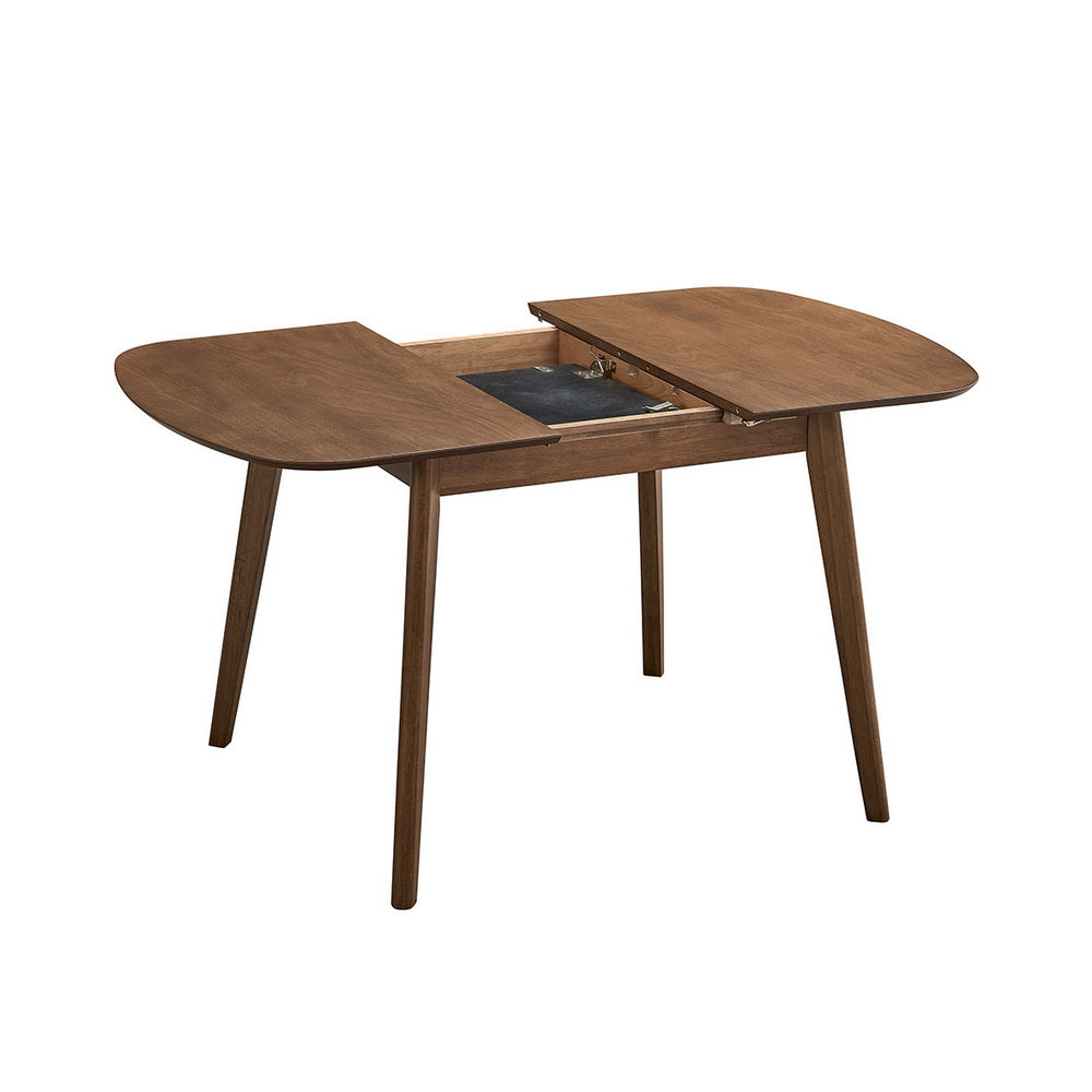 ACTU Extendable Dining Table Set with leaves, warm wood finish, tapered legs on Tampa Home & Garden Store