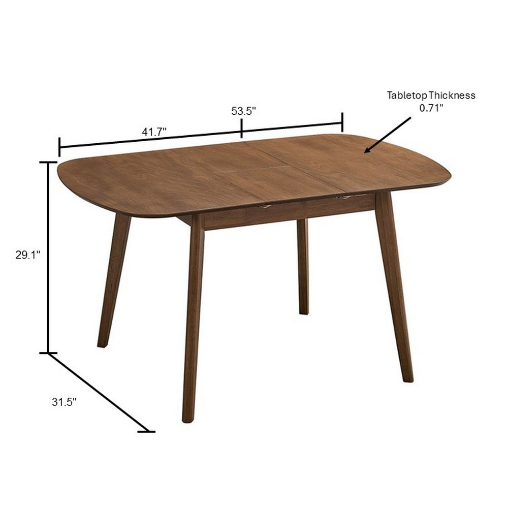 ACTU Extendable Dining Table in warm brown wood finish with rounded ends and four tapered legs on Tampa Home & Garden Store