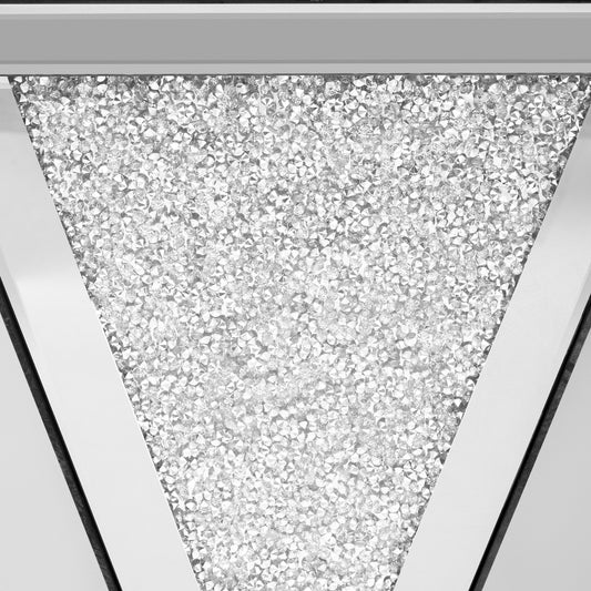 U-Can 13.8'' Silver Square Mirrored End Table, Modern Side Table with Crushed Diamond for Living Room, No Assembly Required - Tampa Home & Garden Store