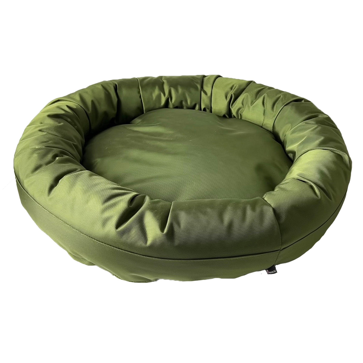 Dog Bed - Round Bolstered Armor™ olive green bed with cushioned sides by American Dog on Tampa Home & Garden Store