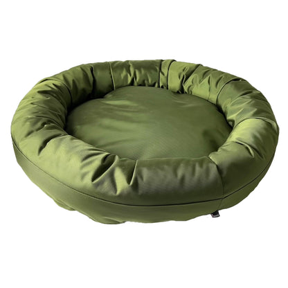 Dog Bed - Round Bolstered Armor™ olive green bed with cushioned sides by American Dog on Tampa Home & Garden Store