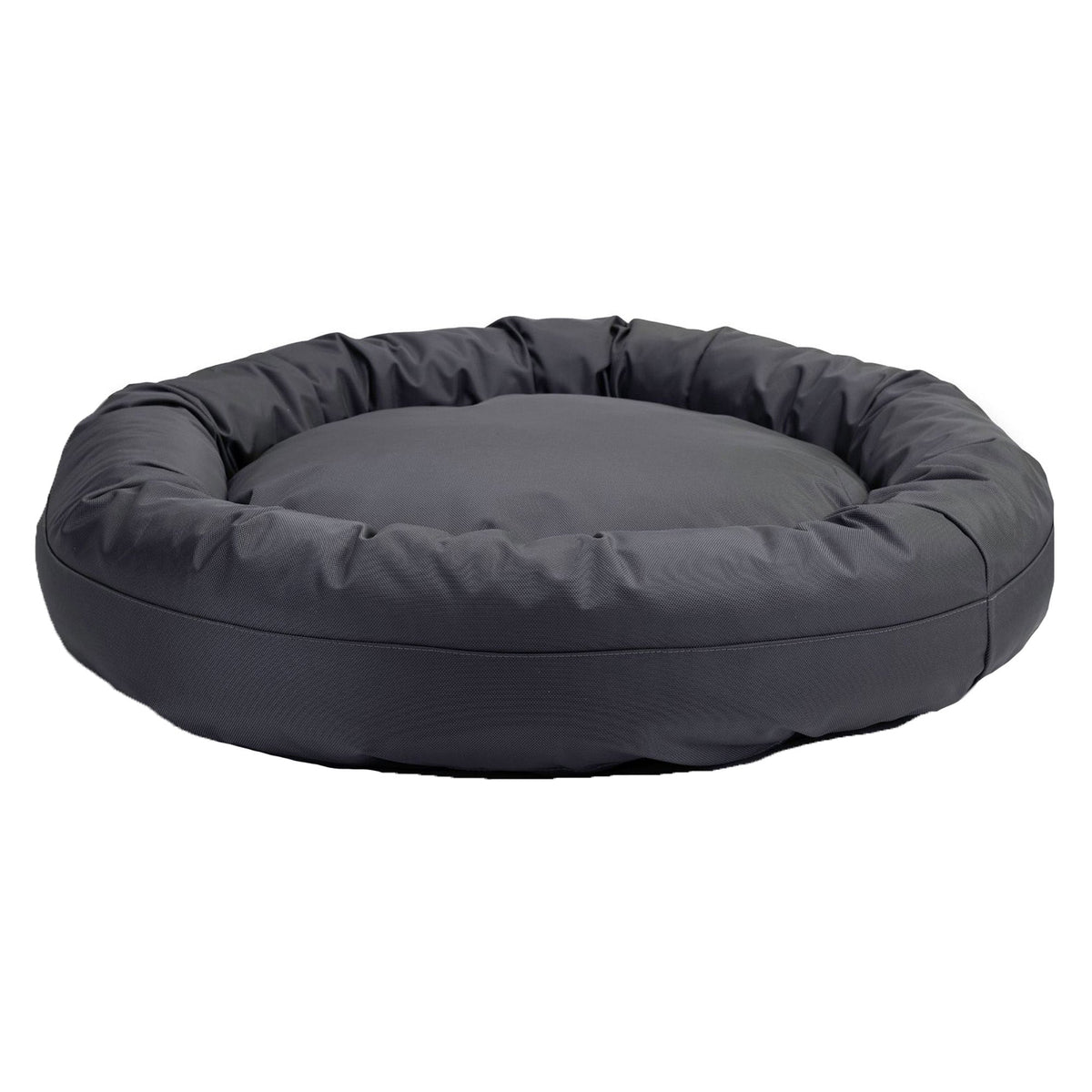 Dog Bed Round Bolstered Armor in dark gray fabric on Tampa Home & Garden Store