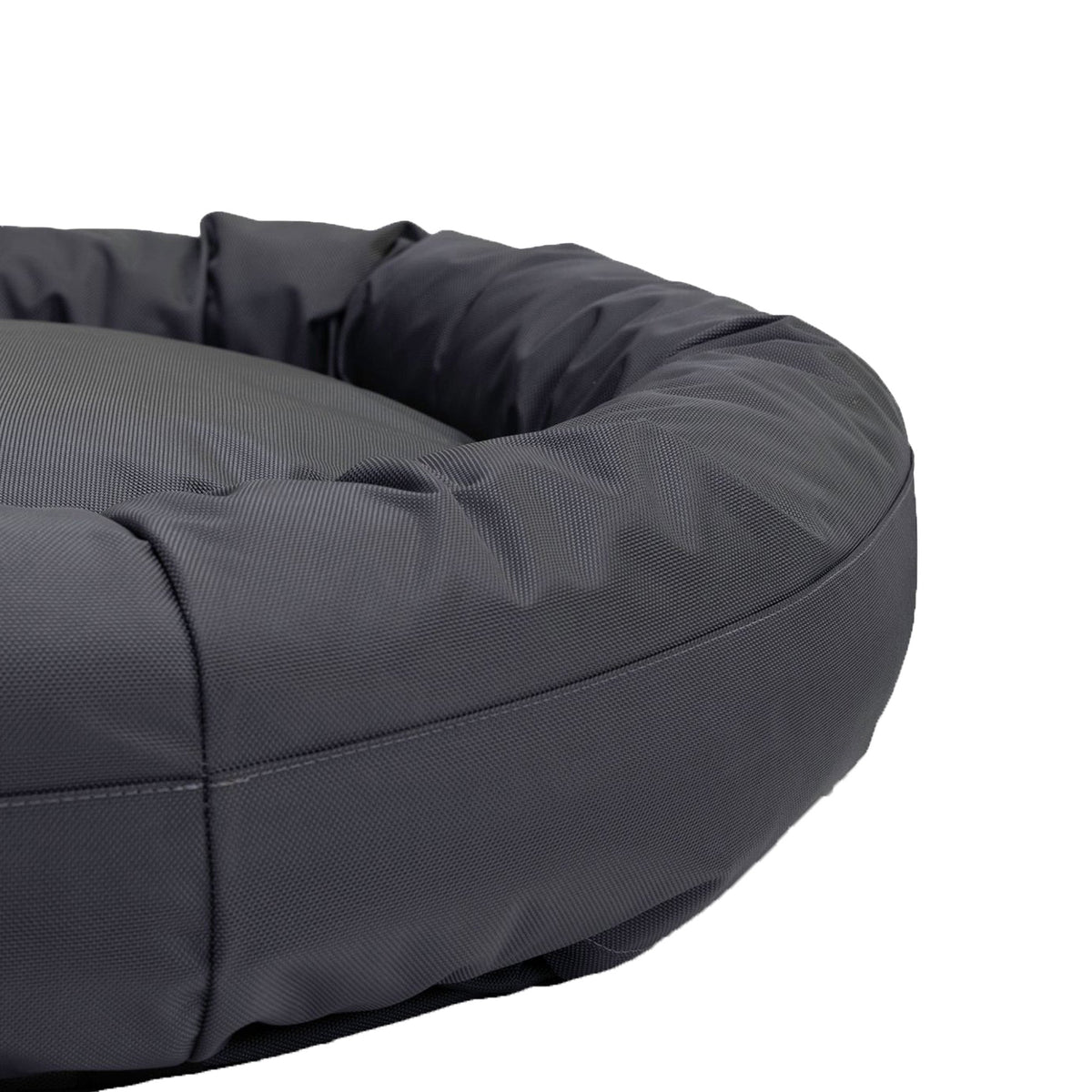 Dog Bed Round Bolstered Armor gray fabric with bolstered rim American Dog on Tampa Home & Garden Store
