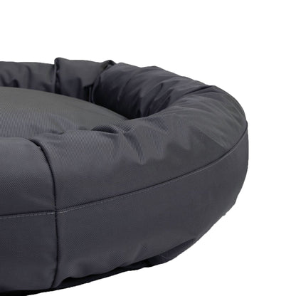 Dog Bed Round Bolstered Armor gray fabric with bolstered rim American Dog on Tampa Home & Garden Store