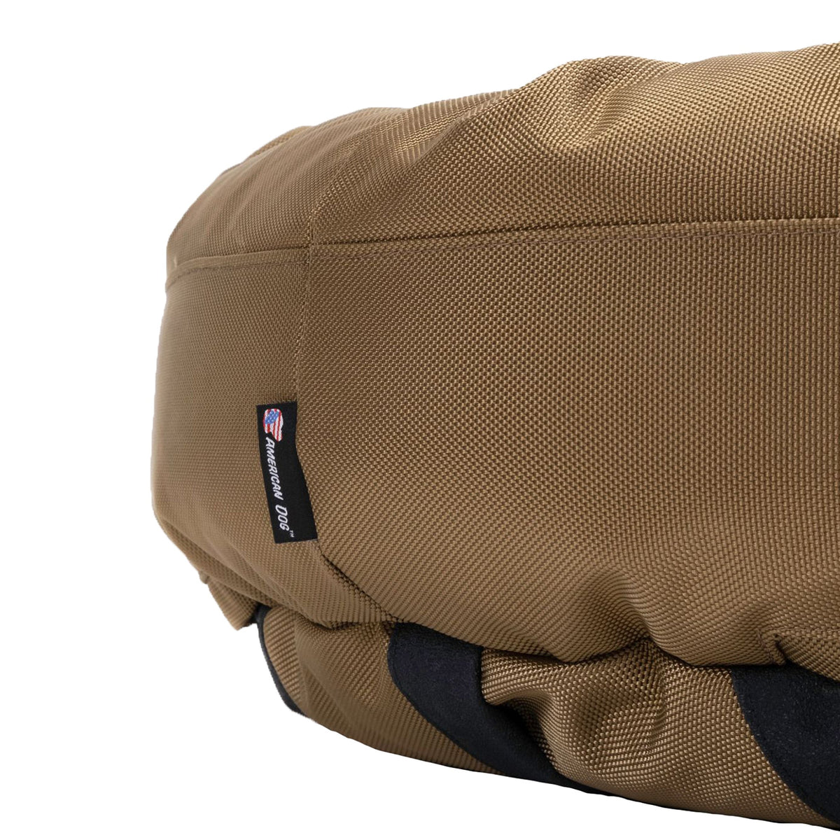 Dog Bed - Round Bolstered Armor ™ brown canvas with black underside by American Dog on Tampa Home & Garden Store