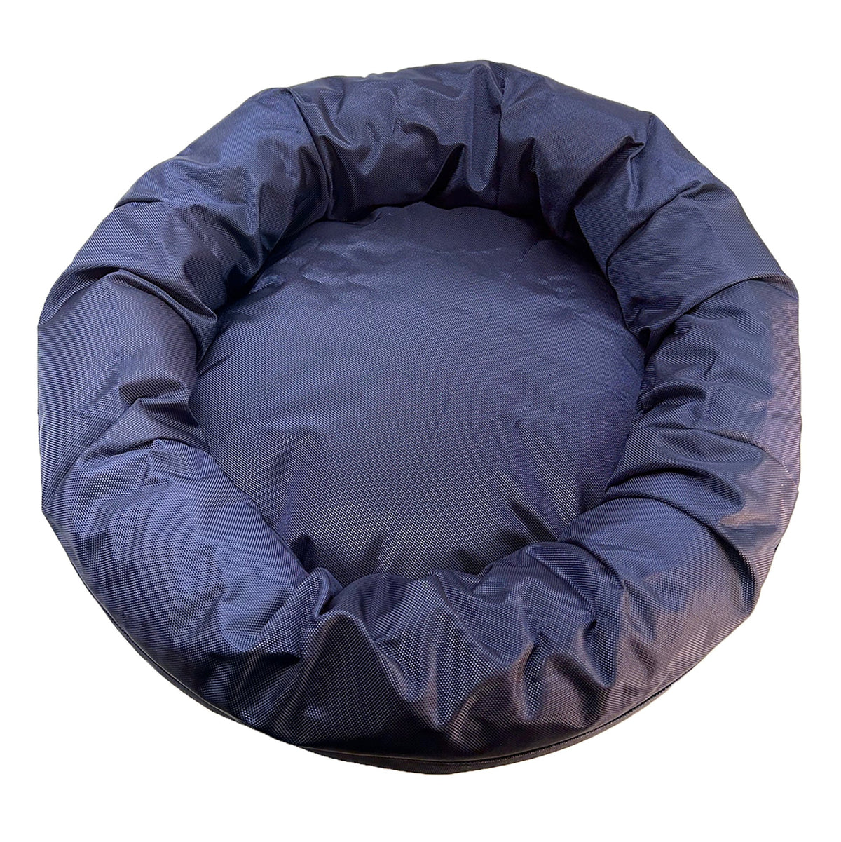 Round bolstered dog bed navy blue fabric by American Dog on Tampa Home & Garden Store