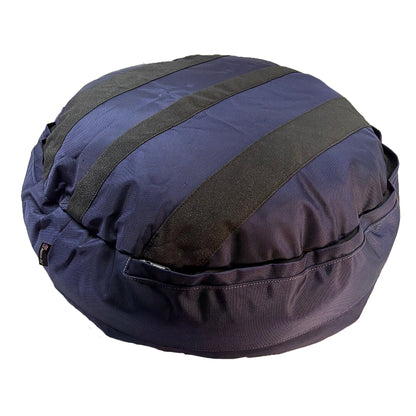 Dog bed round bolstered Armor in navy blue with black reinforced straps, American Dog on Tampa Home & Garden Store
