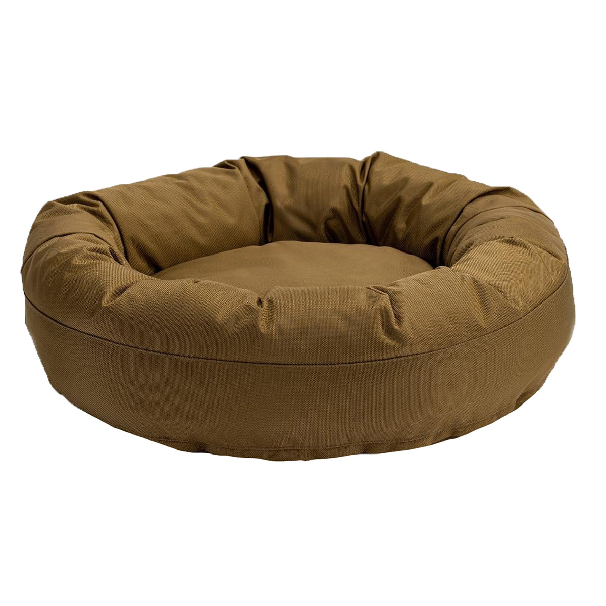 Dog Bed Round Bolstered Armor by American Dog, tan fabric, cushioned bolsters on Tampa Home & Garden Store