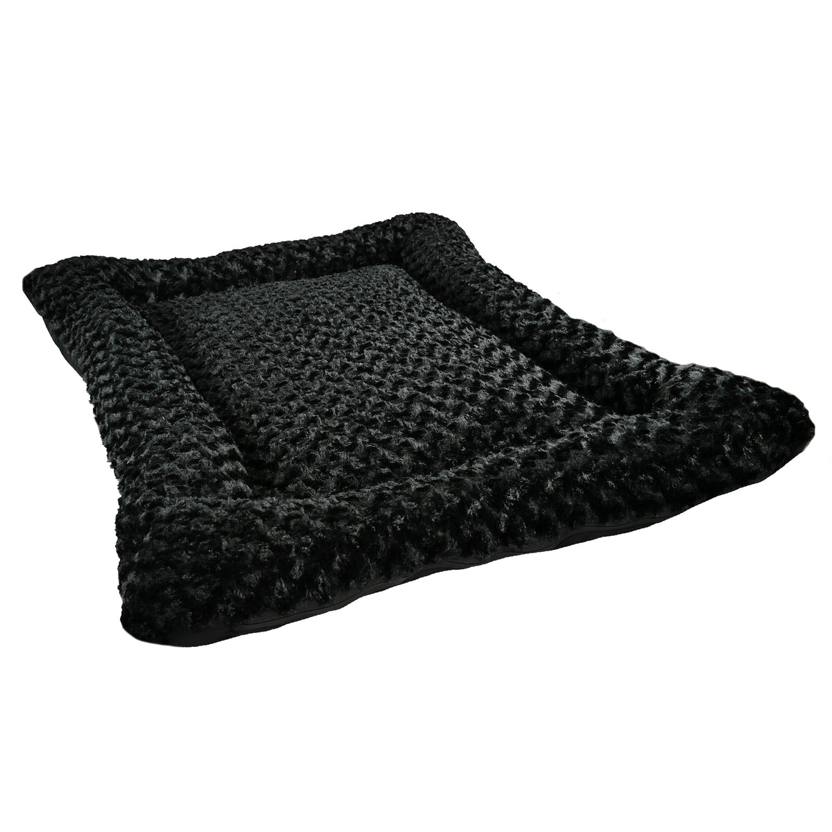 Dog Bed American Dog Rectangle Bolstered Furvana Cloud in black plush knit fabric on Tampa Home & Garden Store
