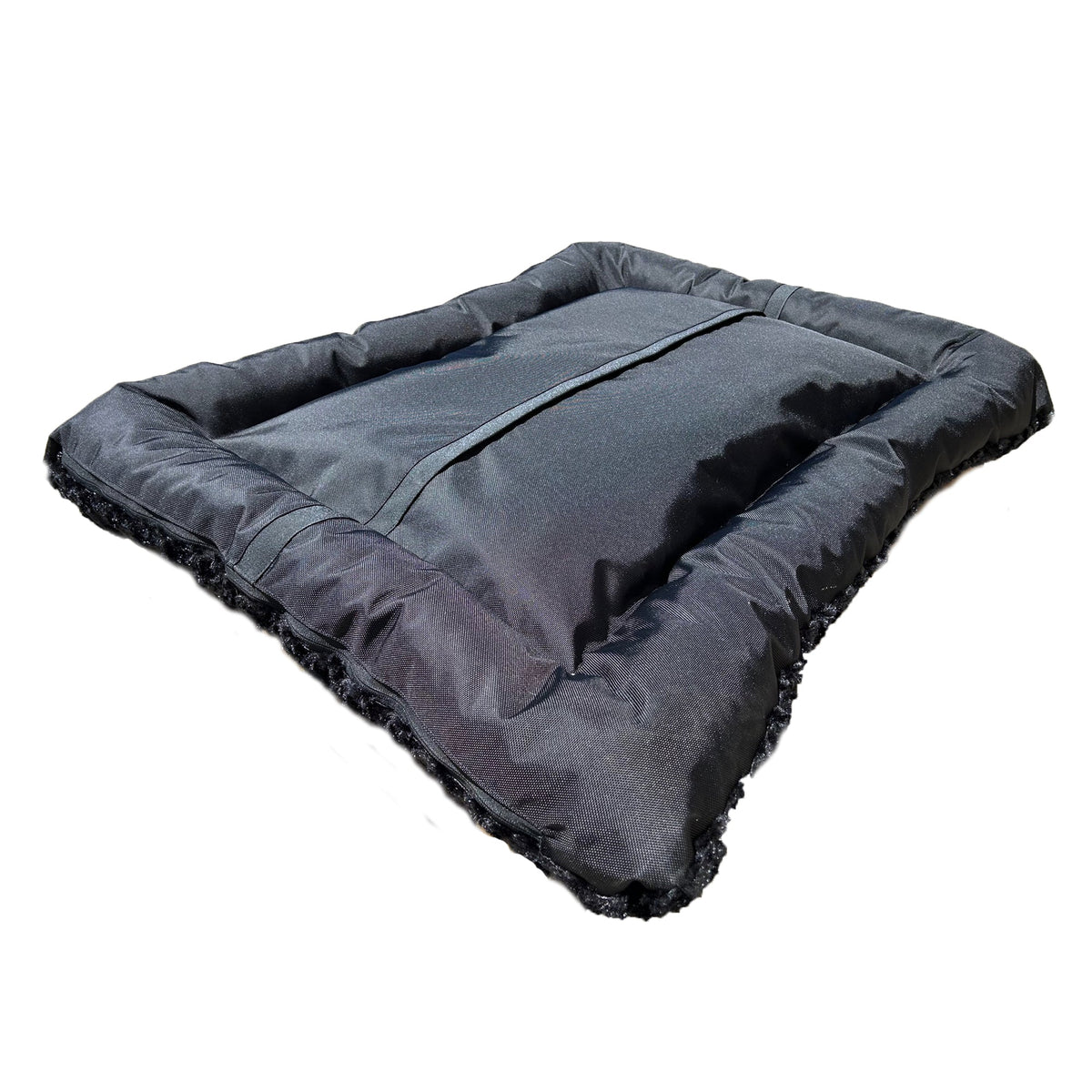 Dog bed Furvana Cloud rectangular bolstered bed in dark gray fabric by American Dog on Tampa Home & Garden Store