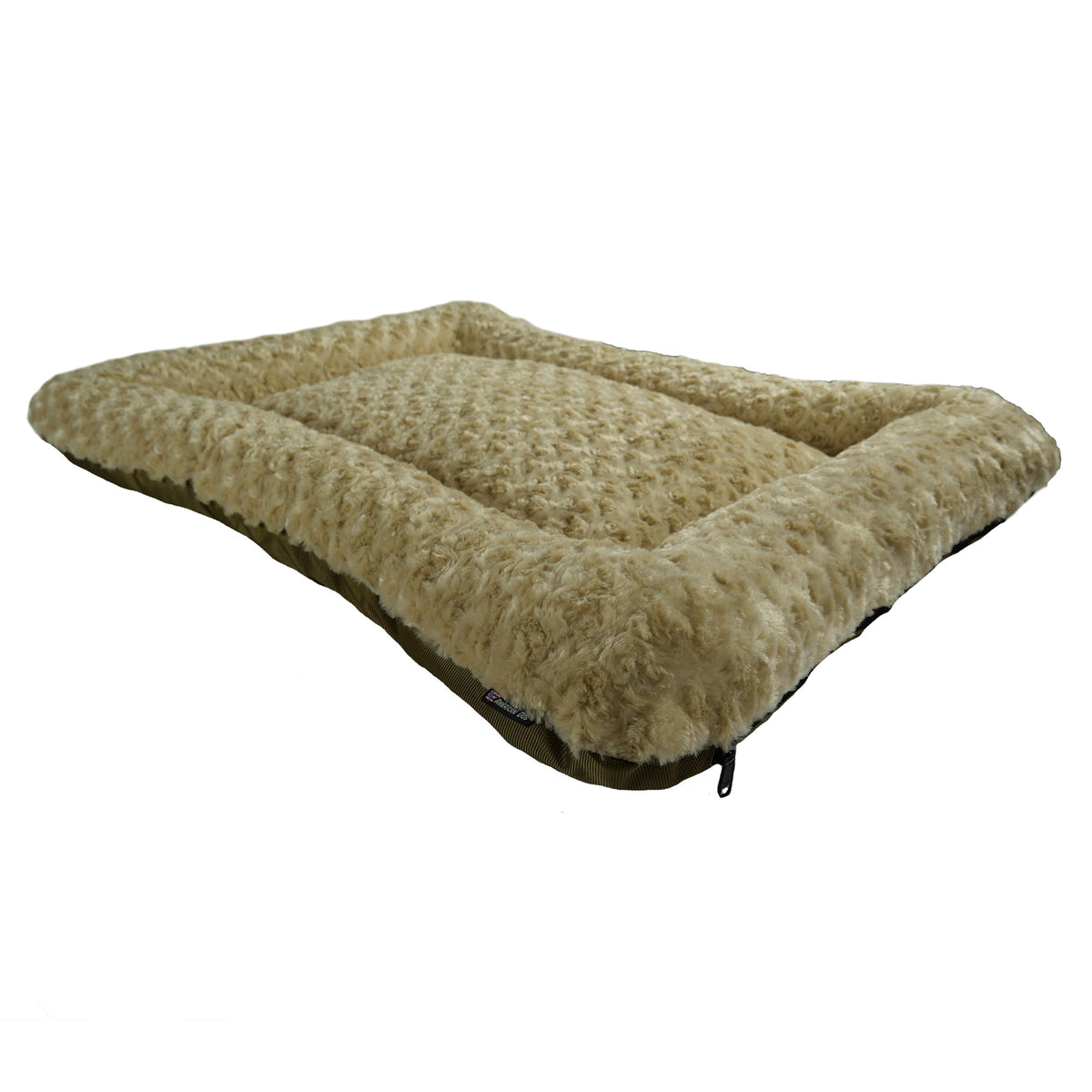 Dog Bed rectangle bolstered Furvana Cloud in beige plush fabric American Dog on Tampa Home & Garden Store