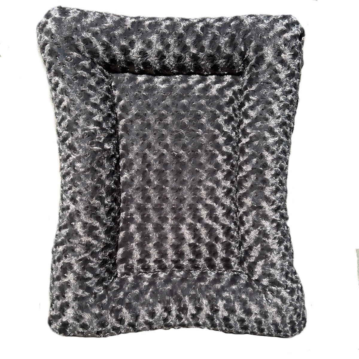Dog Bed Rectangle Bolstered Furvana Cloud in charcoal gray faux fur on Tampa Home & Garden Store