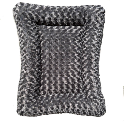 Dog Bed Rectangle Bolstered Furvana Cloud in charcoal gray faux fur on Tampa Home & Garden Store