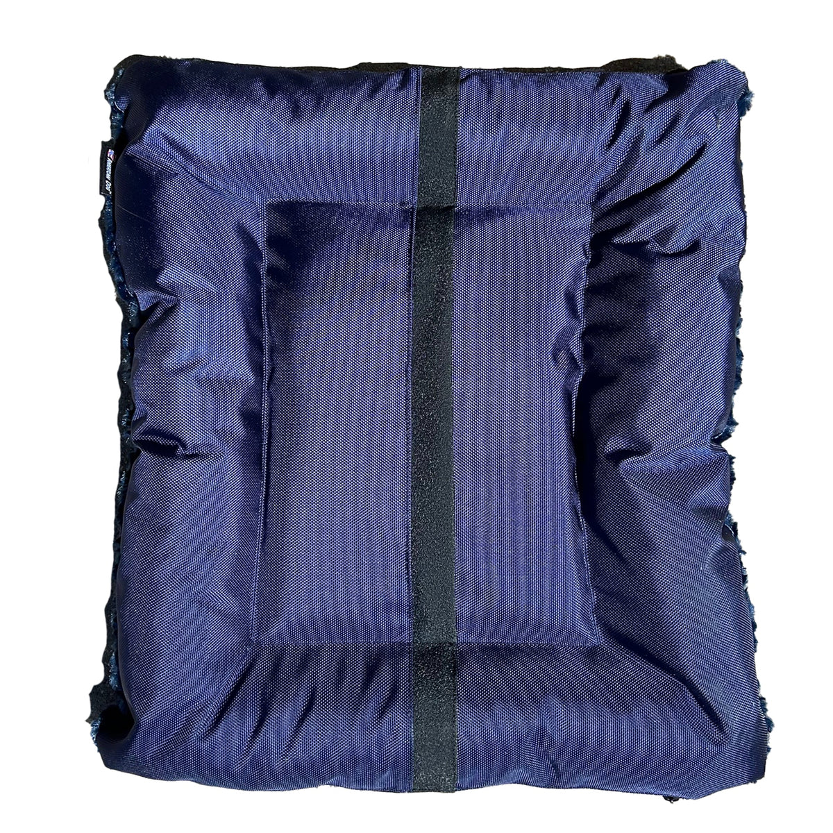 Dog Bed - Rectangle Bolstered Furvana™ 'Cloud' in navy blue fabric with black strap American Dog on Tampa Home & Garden Store